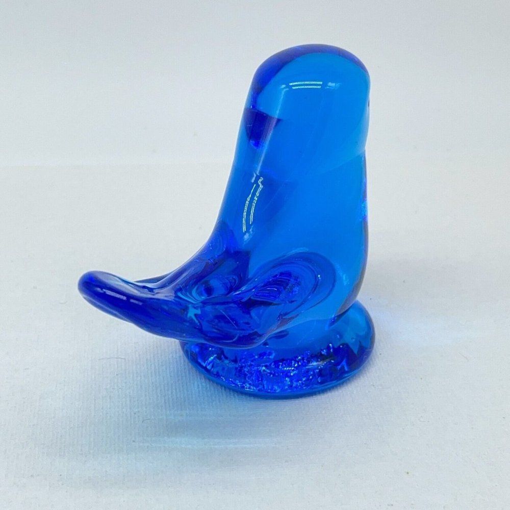 Bluebird Of Happiness Blue Bird Art Glass Figurine 2.75" Signed Leo Ward 1993 - Picture 3 of 8